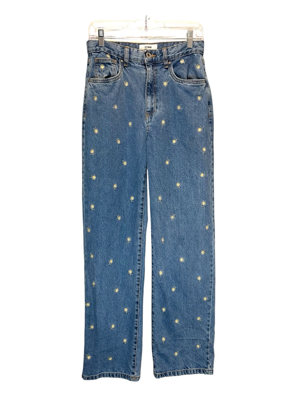 Cotton On Women’s Loose Straight Leg Embroidered Jeans, Recycled Cotton - Size 4